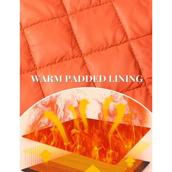 Tacvasen Mens Red Bomber Winter Warm Padded Work Coat Casual Windproof Jackets - Picture 3 of 6